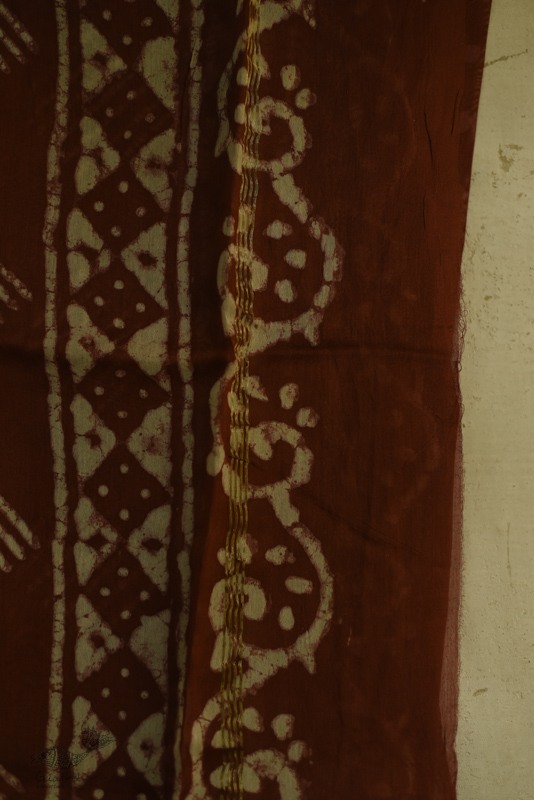 shop chanderi batik block printed dress Brown material