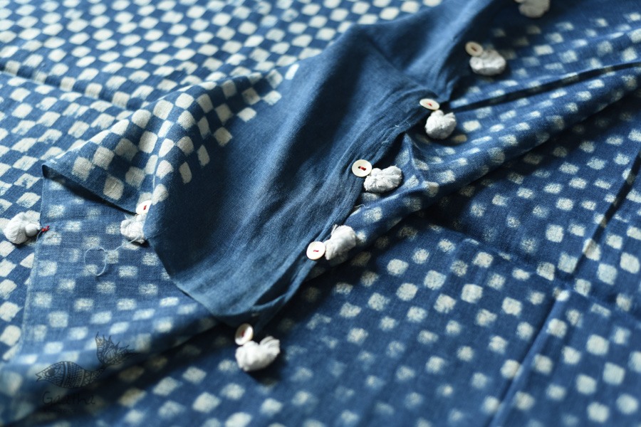 Block Printed Saree with Natural Dyed - Linen Handloom