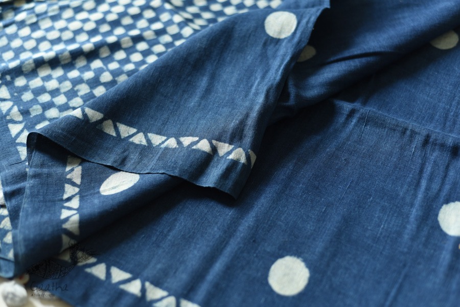 Block Printed Saree with Natural Dyed - Linen Handloom