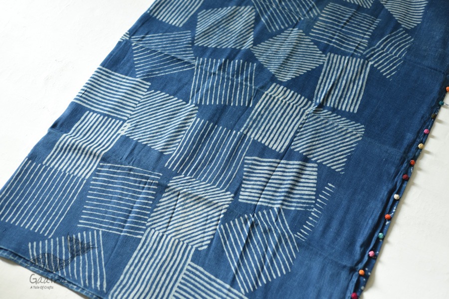 Linen Handloom Block Printed Saree with Natural Dyed 