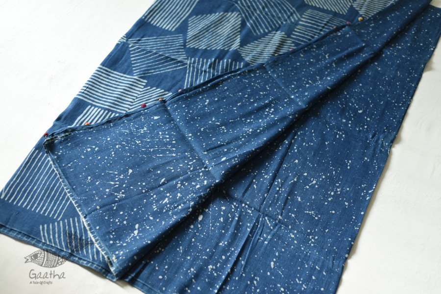 Linen Handloom Block Printed Saree with Natural Dyed 