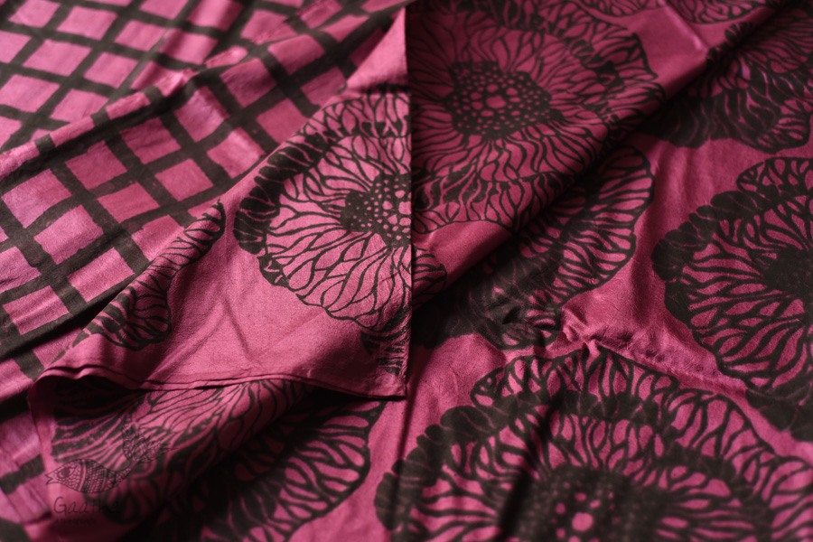 shop Natural Color . Hand Block Printed Pure Silk Saree - Purple