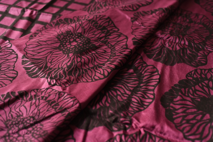 shop Natural Color . Hand Block Printed Pure Silk Saree - Purple