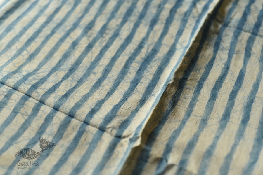 Natural Color . Pure Silk Saree - Sky Blue Stripes 