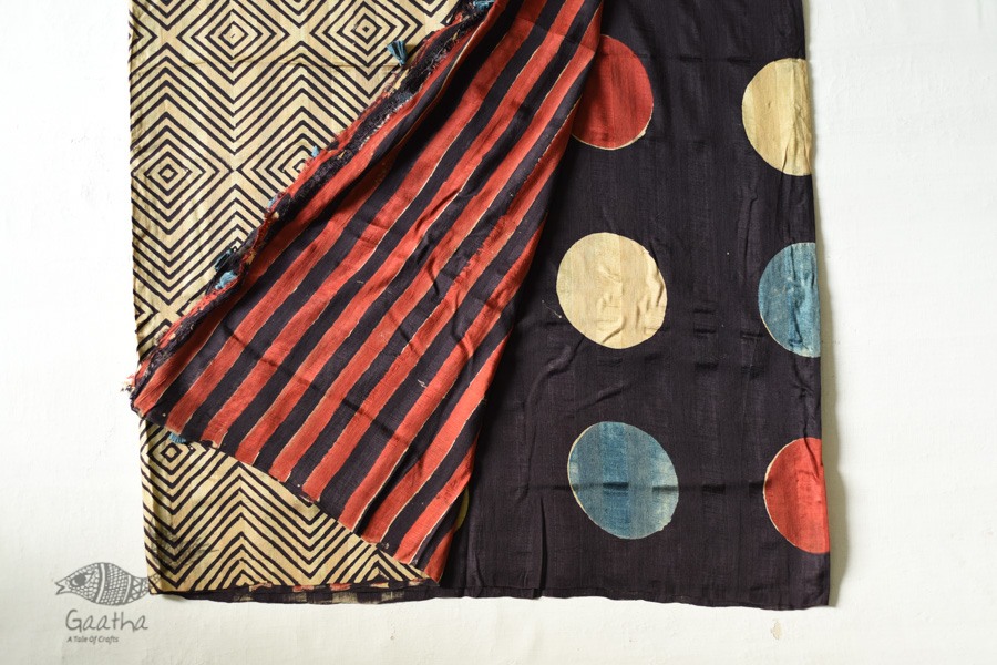 Natural Color . Block Printed Pure Silk Saree - Black