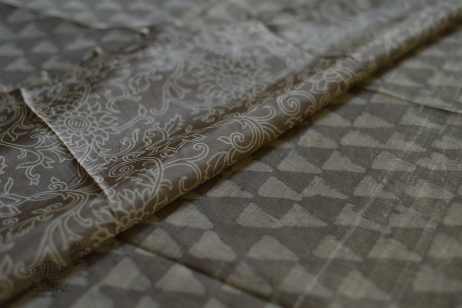 Handloom block printed Pure silk saree