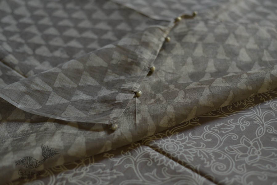 Handloom block printed Pure silk saree