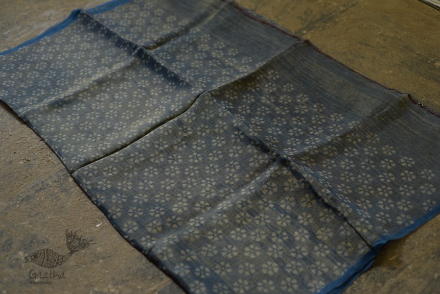 Handloom block printed Pure silk saree