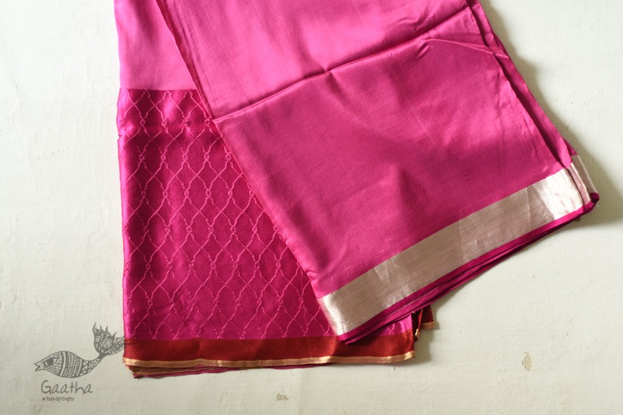 Buy Handwoven Banasari Silk Rani Pink saree