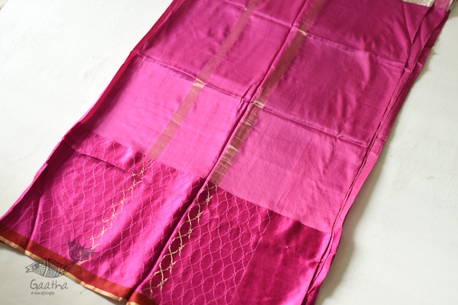 Buy Handwoven Banasari Silk Rani Pink saree