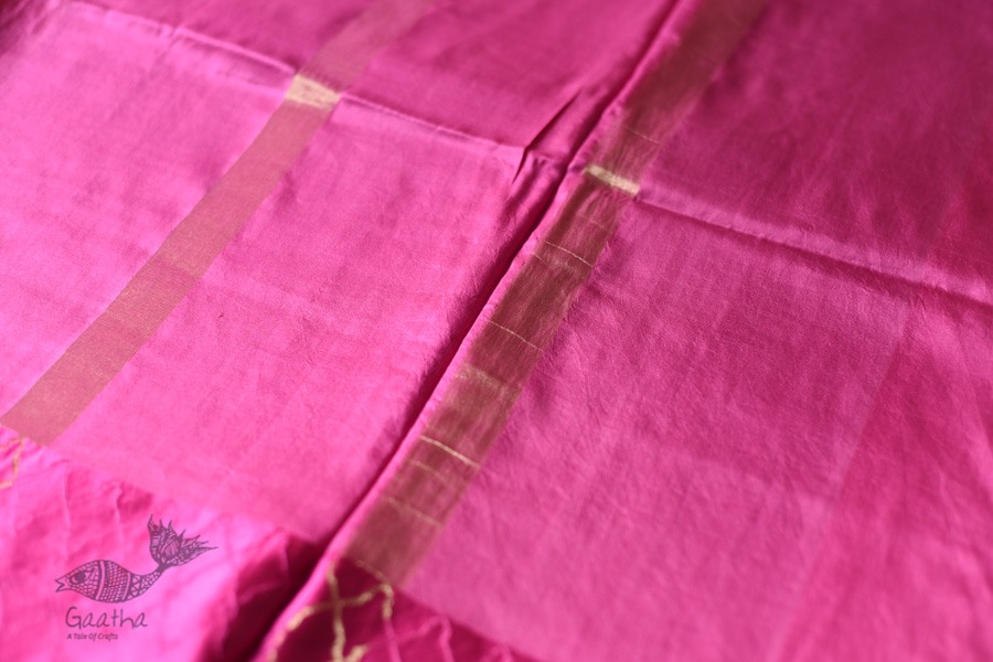 Buy Handwoven Banasari Silk Rani Pink saree