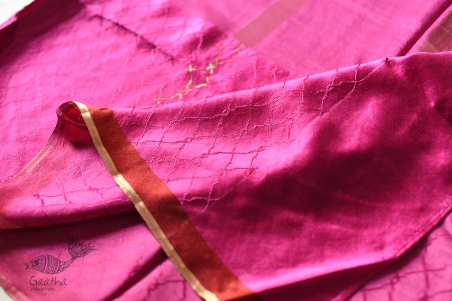 Buy Handwoven Banasari Silk Rani Pink saree