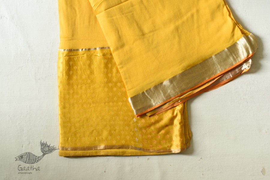 Buy Handwoven Banasari Silk saree - Yellow