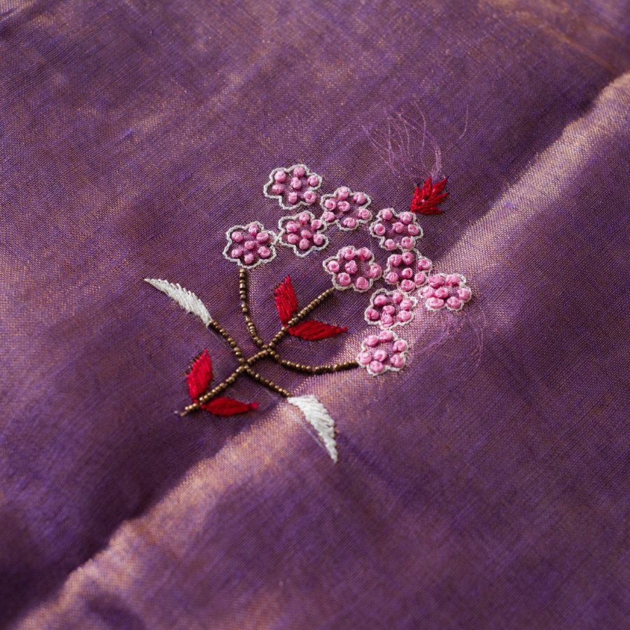 shop Handloom Linen Embroidered Saree