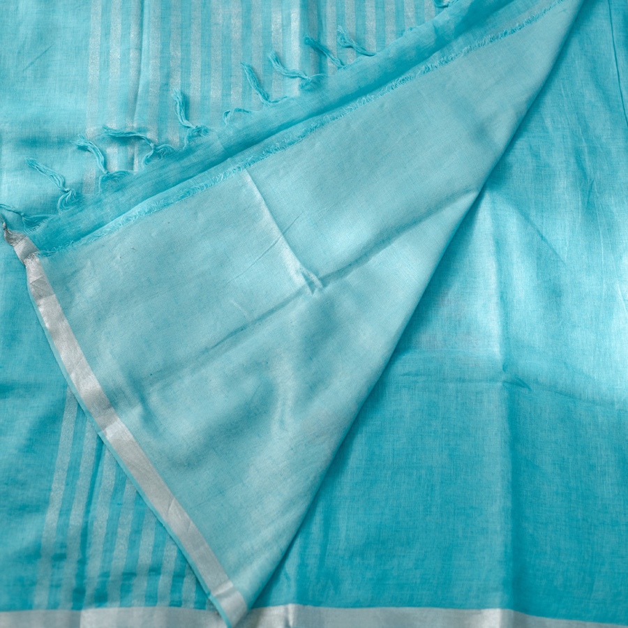 shop Handloom Linen Embroidered Saree