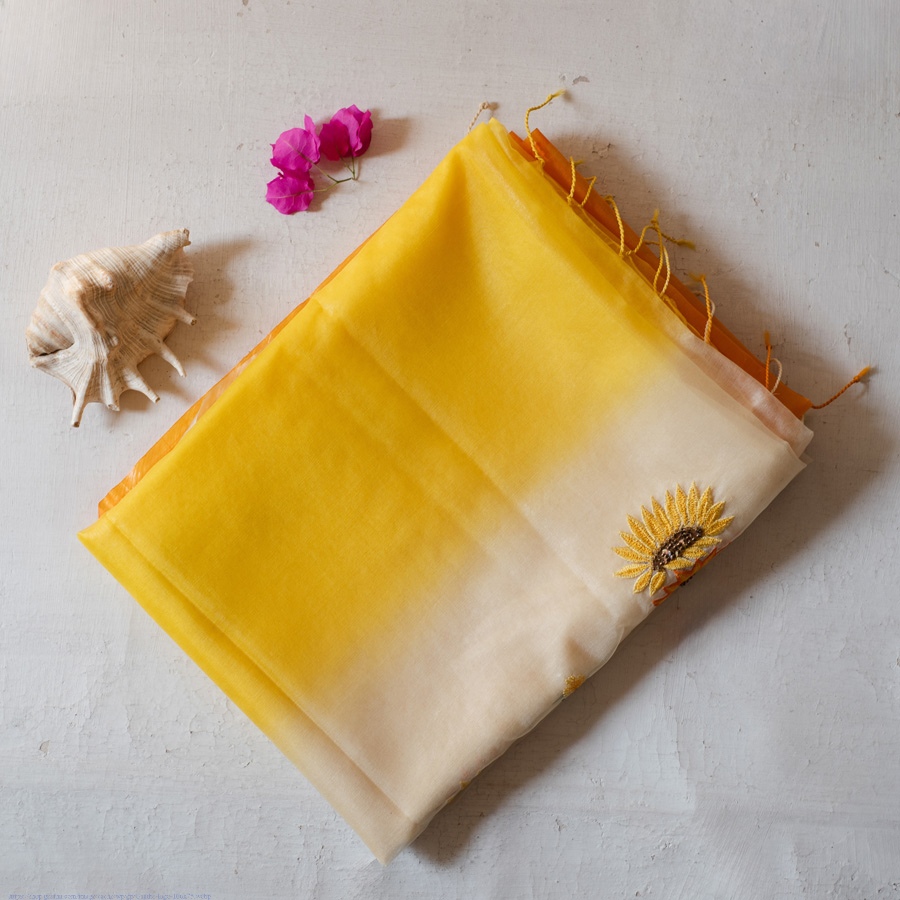 shop Organza Embroidered Saree