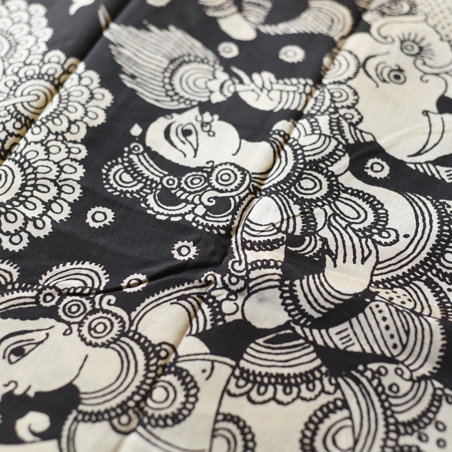 shop Handmade ~ Kalamkari Silk Saree - Lotus