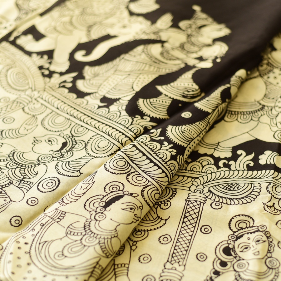 shop Handmade ~ Kalamkari Silk Saree - Shiv Barat