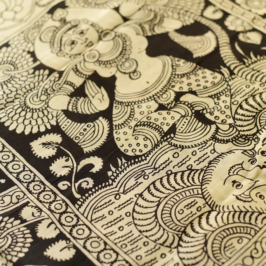 shop Handmade ~ Kalamkari Silk Saree - peacock