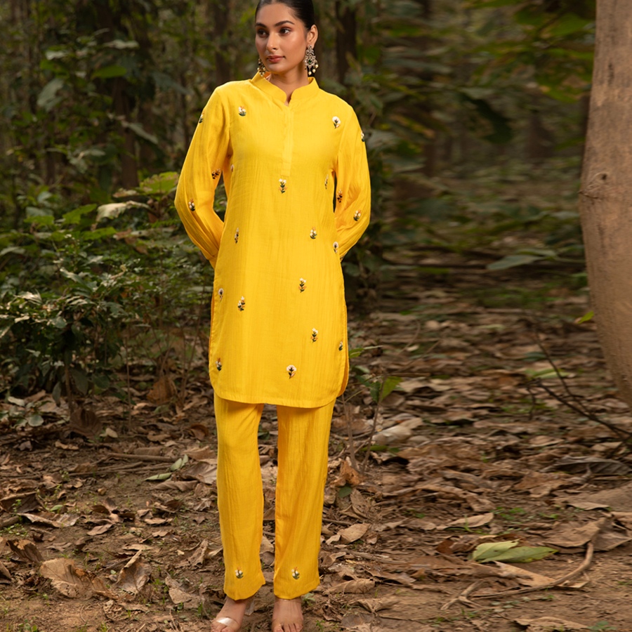 shop Hand Embroidered Chanderi Silk Co Ord Set (Set of 2)