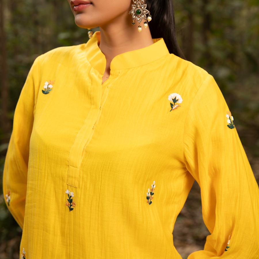 shop Hand Embroidered Chanderi Silk Co Ord Set (Set of 2)