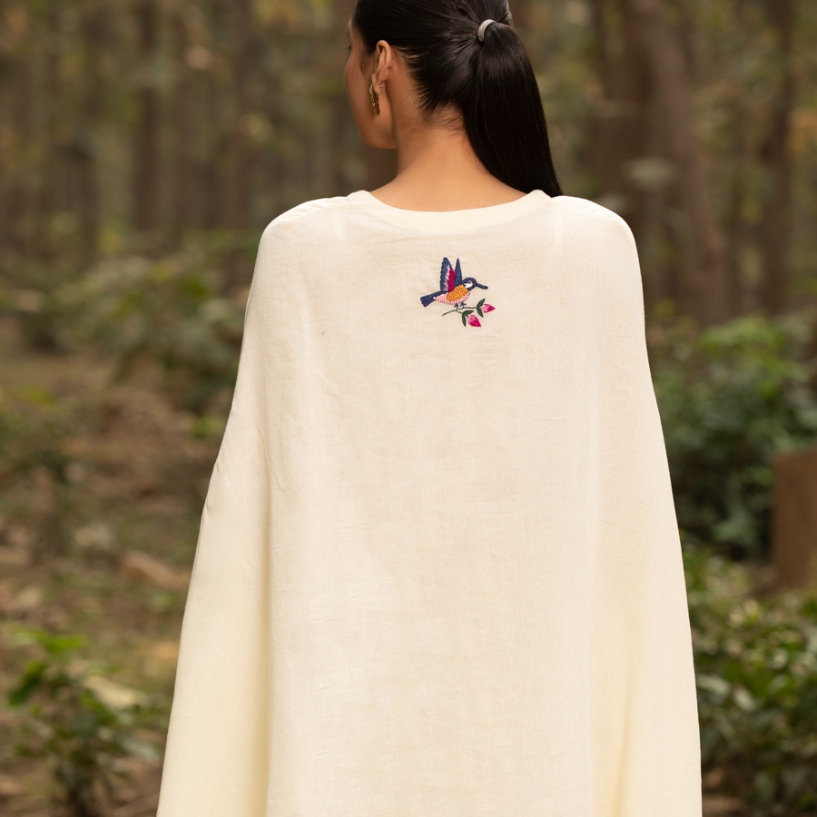 shop Hand Embroidered Chanderi Kaftan with Pant (Set of 2)