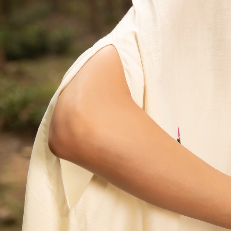 shop Hand Embroidered Chanderi Kaftan with Pant (Set of 2)