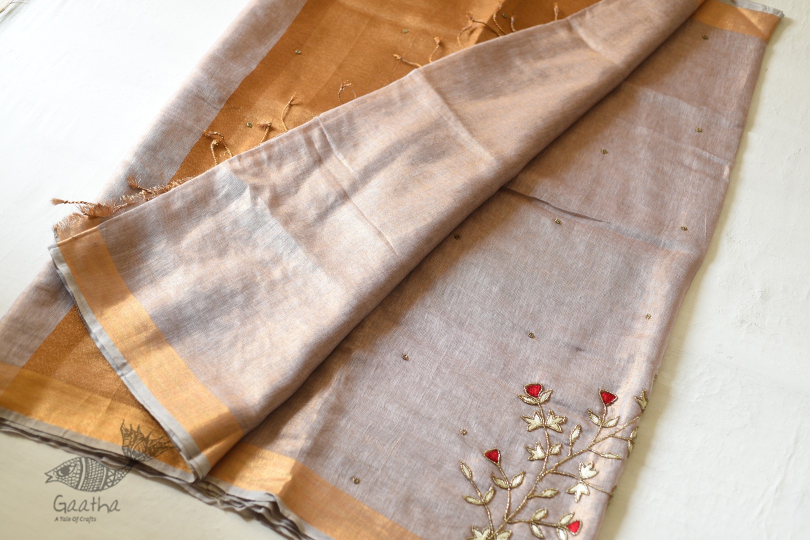 shop Handloom Tissue Linen Saree