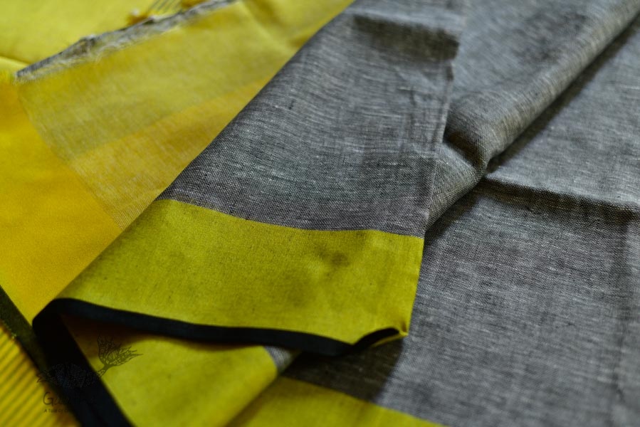 handloom linen grey saree