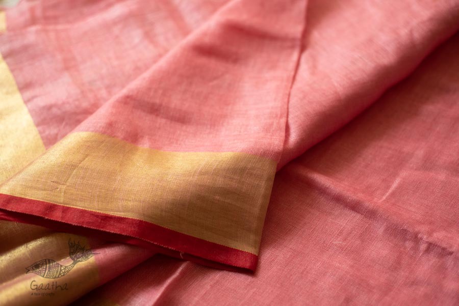 shop Handloom Linen Saree - Hand Embroidered