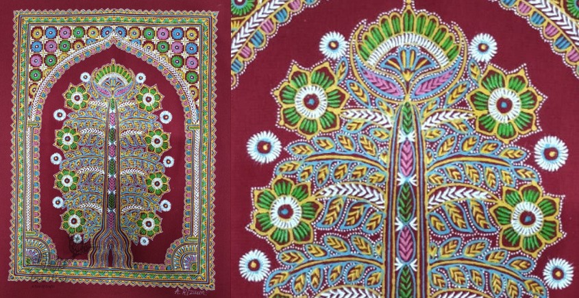 shop rogan art painting from gujarat - maroon background