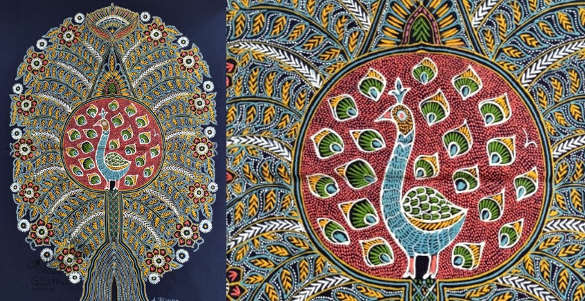 shop rogan art painting from gujarat - Peacock & Feathers