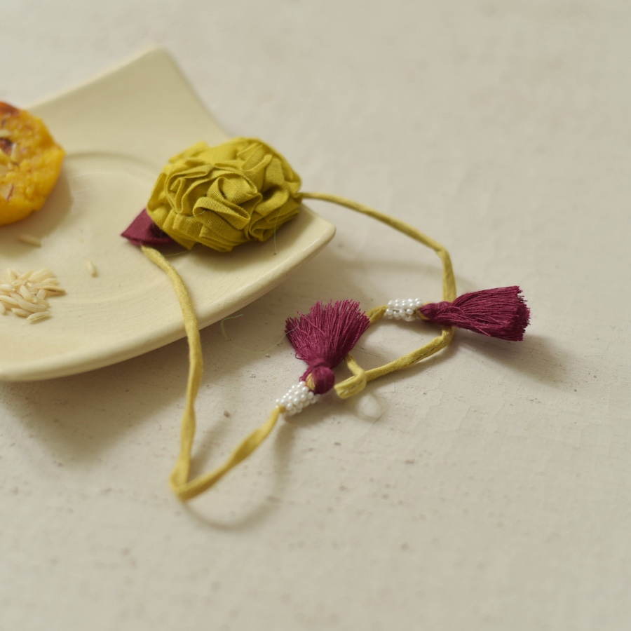 Shop Handmade Fabric Bhai Bhabhi Rakhi Set