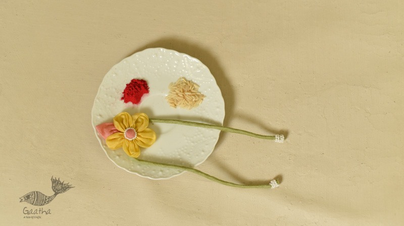 Handmade Fabric Bhai Rakhi - Flower Rakhi