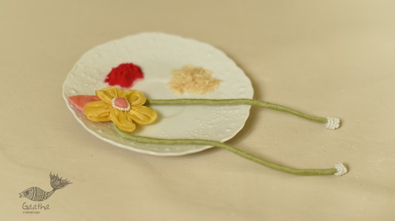 Handmade Fabric Bhai Rakhi - Flower Rakhi