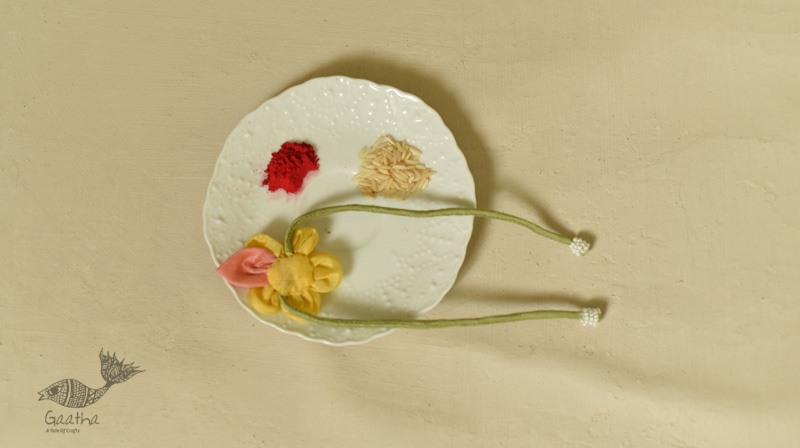 Handmade Fabric Bhai Rakhi - Flower Rakhi