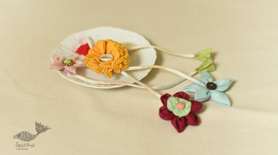 Handmade Fabric Bhai - Bhabhi Rakhi & Lumba Rakhi ( Set of Two )