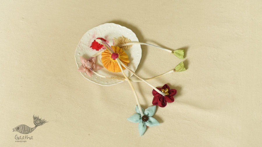 Handmade Fabric Bhai - Bhabhi Rakhi & Lumba Rakhi ( Set of Two )