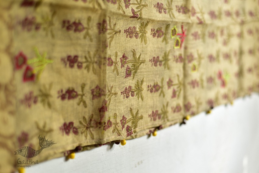 shop block printed kota cotton embroidered dupatta 