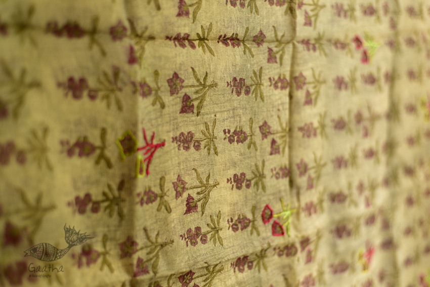 shop block printed kota cotton embroidered dupatta 