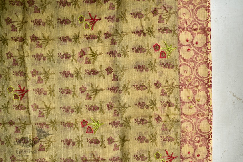 shop block printed kota cotton embroidered dupatta 