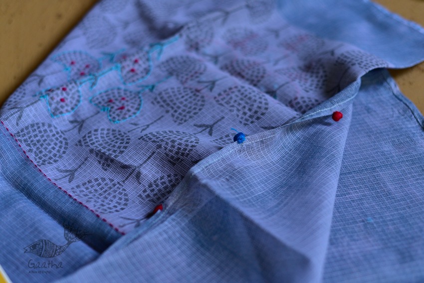 shop block printed kota cotton embroidered dupatta 
