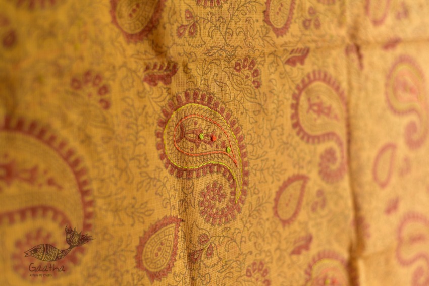shop block printed kota cotton embroidered dupatta 