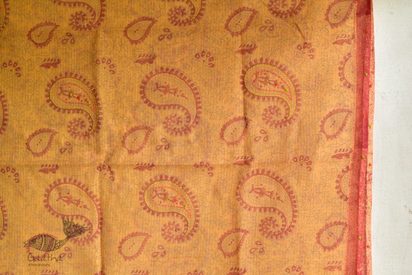 shop block printed kota cotton embroidered dupatta 