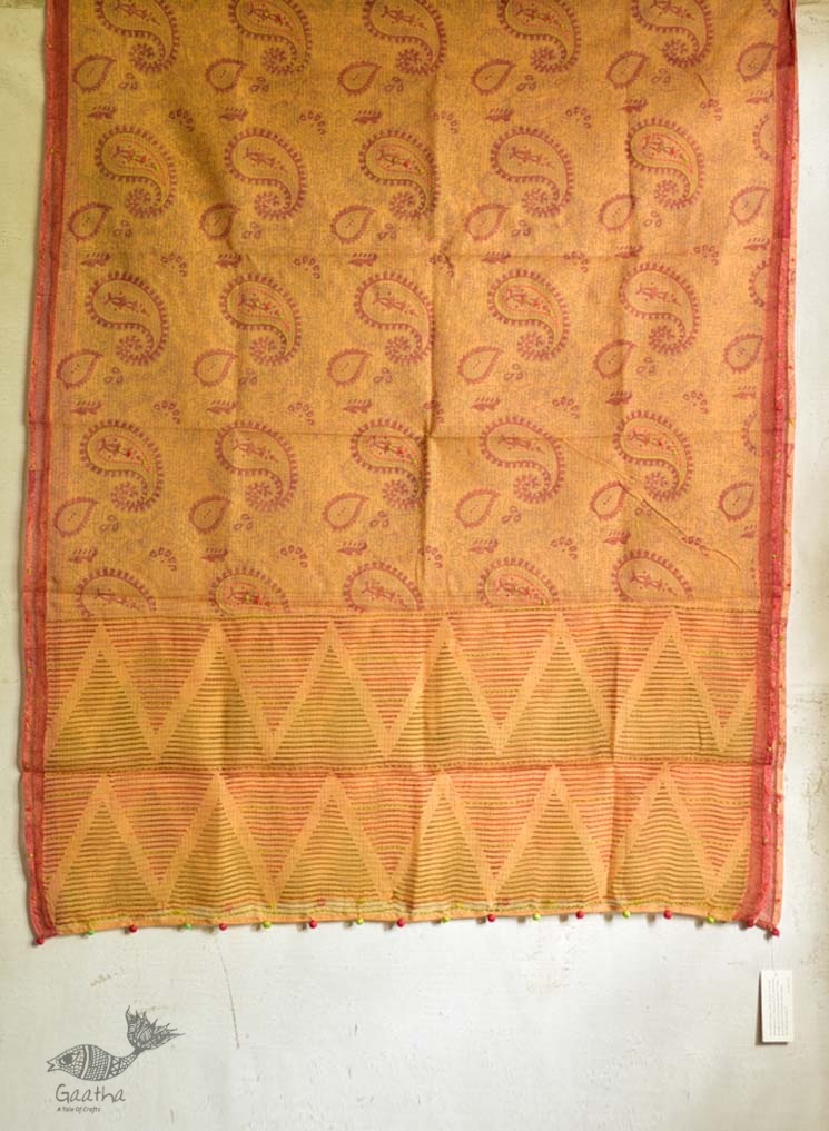 shop block printed kota cotton embroidered dupatta 