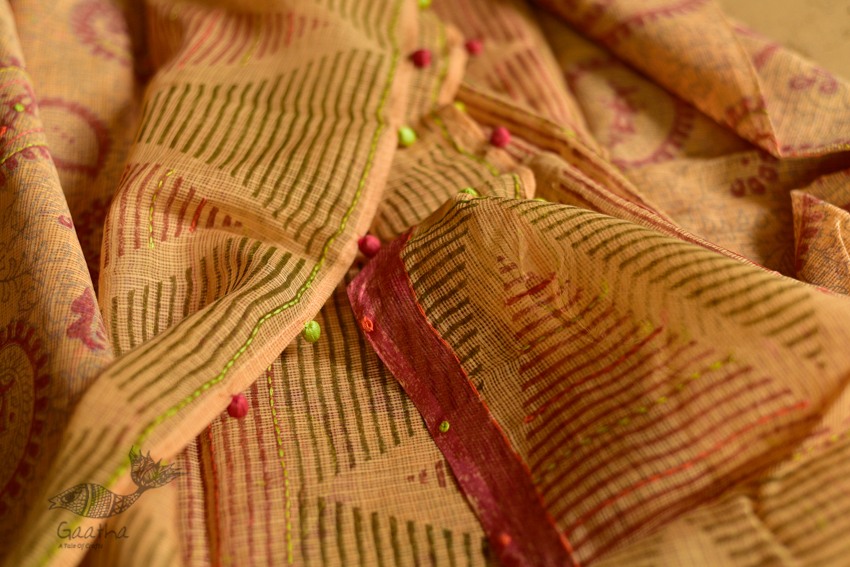 shop block printed kota cotton embroidered dupatta 