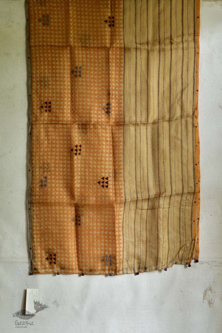 shop block printed kota silk embroidered Stole 