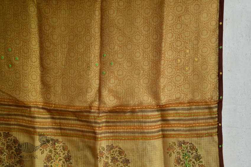 shop block printed kota silk embroidered Stole 