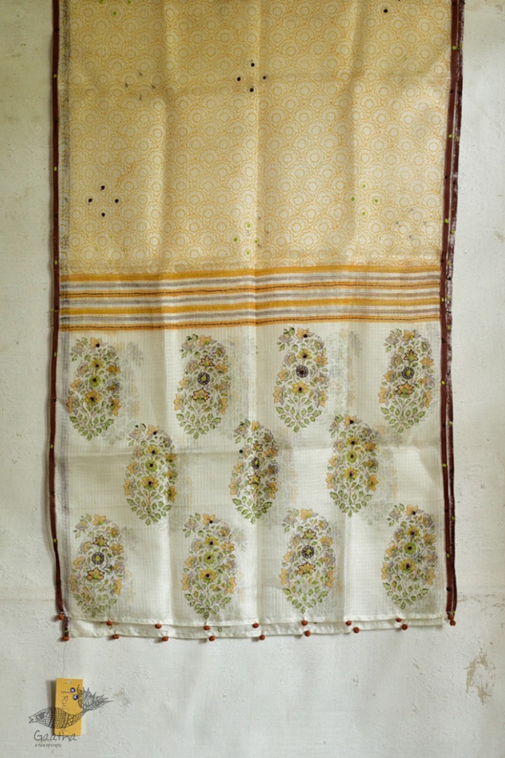 shop block printed kota silk embroidered Stole 