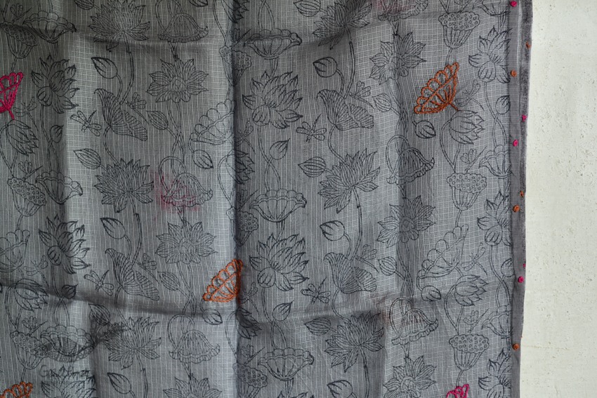 shop block printed kota silk embroidered Stole 